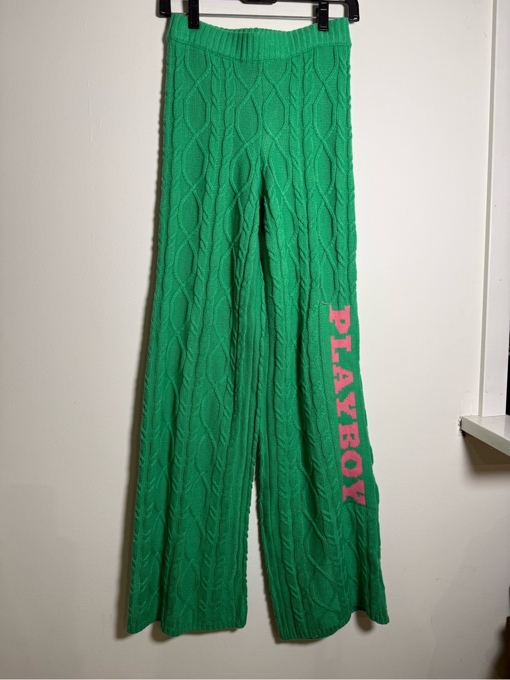 Missguided + Green Cable Knit Sweater Set with Pink PLAYBOY Logo - Picture 3 of 4
